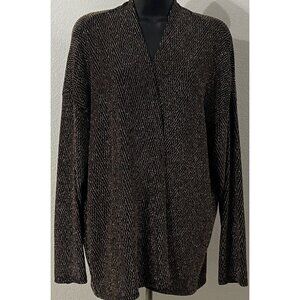 Chaus New York Women Size X-Large Black With Metallic Accent Open Blazer